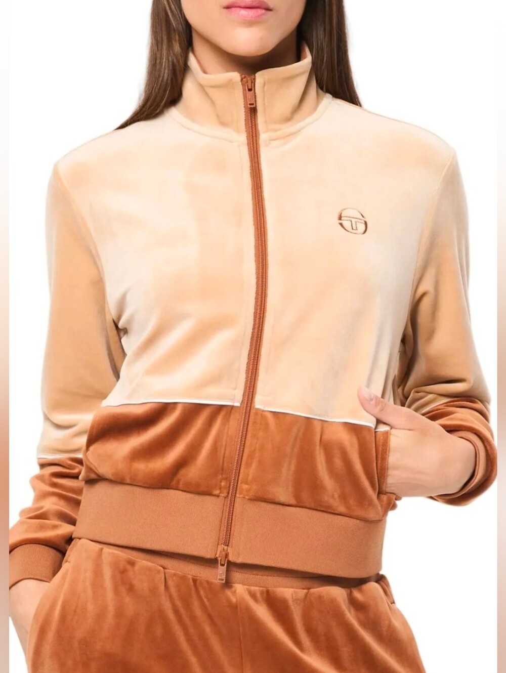 Sergio Tacchini Lina Velour Track Jacket Candied Ginger Size Small